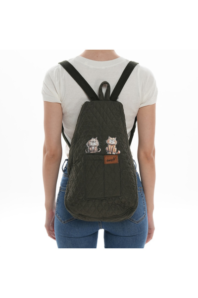 ÇANTA Rucsac cu design special avvaH verde kaki matlasat HKKK1026