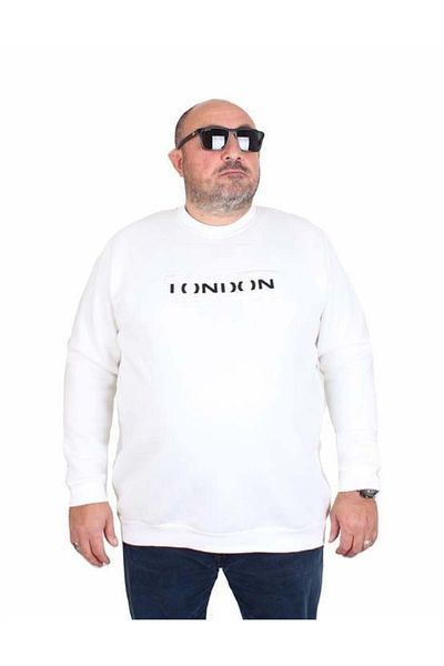 Starbattal Ανδρικό φούτερ μεγάλου μεγέθους - 3ip London 24208 EKRU, Crew Neck