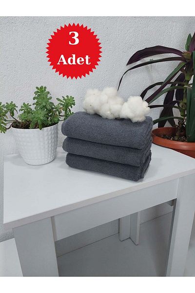 Mef Collection Gray Barber Towel Hairdresser Towel Athlete Towel Face Towel Head Towel 50X90 cm 3 Pieces