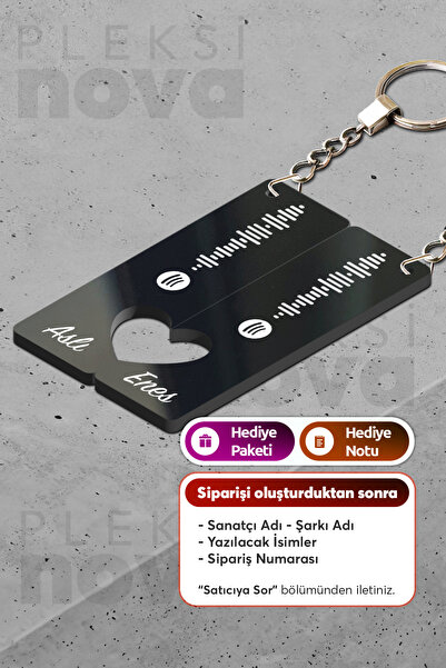 Personalized Name Valentine Keychain with Spotify Code - Double Sided (2 Pieces)
