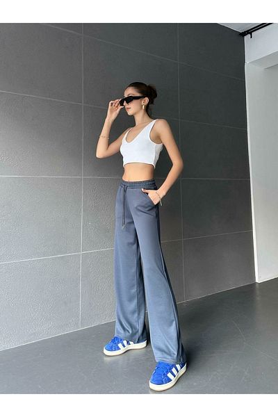shopshop Γυναικείο Oys Model Modal Fabric Ψηλόμεσο Φούτερ Palazzo με τσέπες