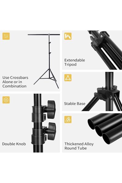 Tianya 150*200cm T Stand Bar Fon Perde Pvc Tutucu Background Backdrop Çekim Standı T-shape