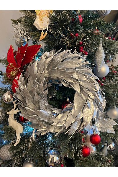 Biz Class Ornament cu glugă strălucitor gri argintiu de 30 cm - Anul Nou și Crăciun