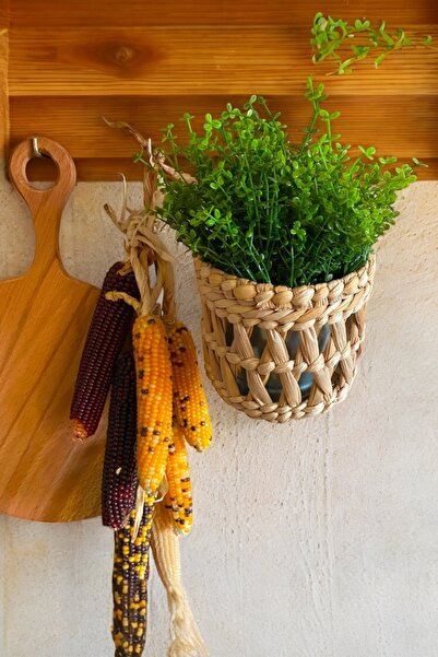 afralya home Hasır Dekor Sepet / Dekoratif Çok Amaçlı Doğal El Yapımı Hasır S...