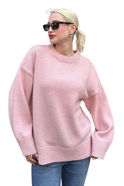 ZISHAN Pulover de tricotaj oversize cu gât roșu 750