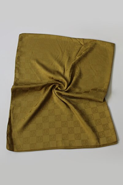 QUM İPEK Dama Desenli Italyan Jakar Şal - Zeytin