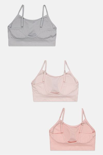 Tahari Women 3 Pack Padded Seamless Ribbed Bra, Pink