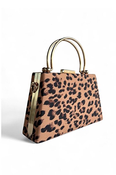 Melissa Boutique Kadın Leopar İpek Saten Kumaş Uzun Askılı Kutu Model  21 cm ...