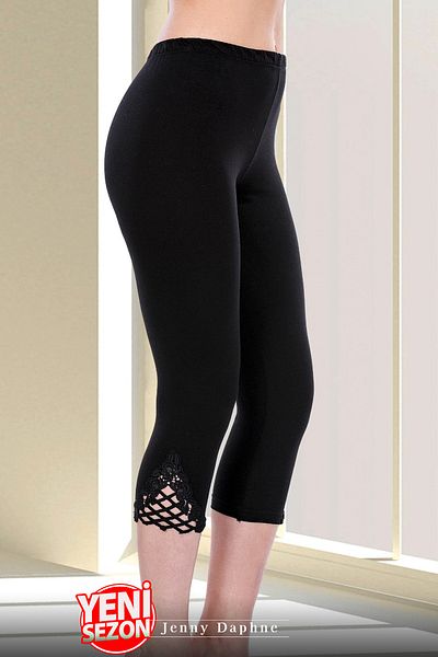 Jenny Daphne Colanți Capri din dantelă neagră Colanți eleganti pentru femei pentru mărimea 38-44 8142