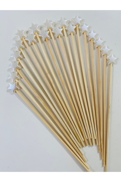 yağmur gökçe NO:83 - 25 adet 15 cm Yıldızlı Kokteyl Uzun Kürdan