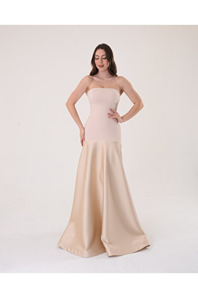 APPELLO BEJ DIANA MODEL ABİYE  ELBİSE