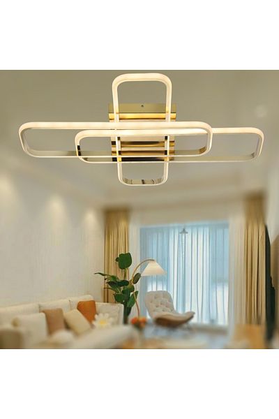 TT AYDINLATMA Tt324-Sr Lighting - Daylight 57X17 Profile, Yellow Finish, 3-Plonfyer Led Chandelier
