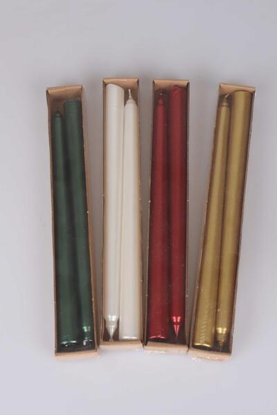 DEKOMUS Mutlu Yıllar Serisi 2'li Metalik Şamdan Mum