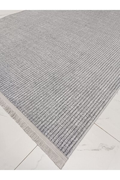 AVEN HOME Püsküllü Kaymaz Taban Yolluk Koridor Mutfak Halısı Makinede Yıkanabilir GRİ