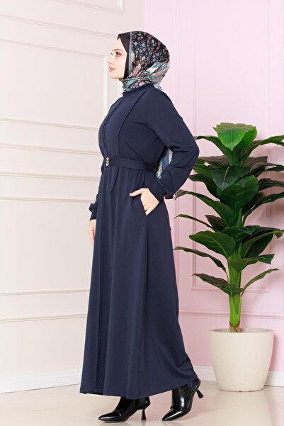 Sevitli ΠΙΛ Λεπτομερές Φόρεμα -Ναυτικό