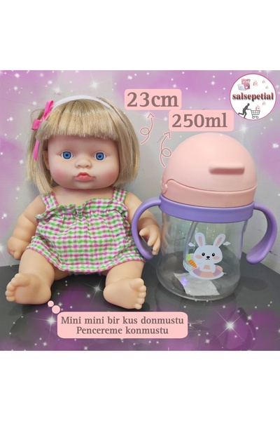 Salsepetial Türkçe Konuşan Şarkı Söyleyen 23cm Et Bebek 250ml Figürlü Pipetli...