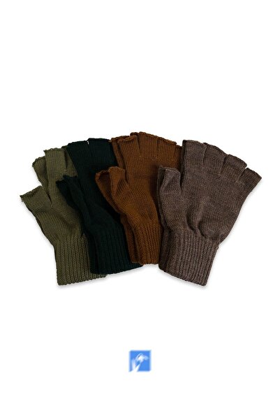 Kardelen Butik Denizli New Autumn and Winter, Solid Color Windproof Acrylic Cut Finger Gloves for Adult