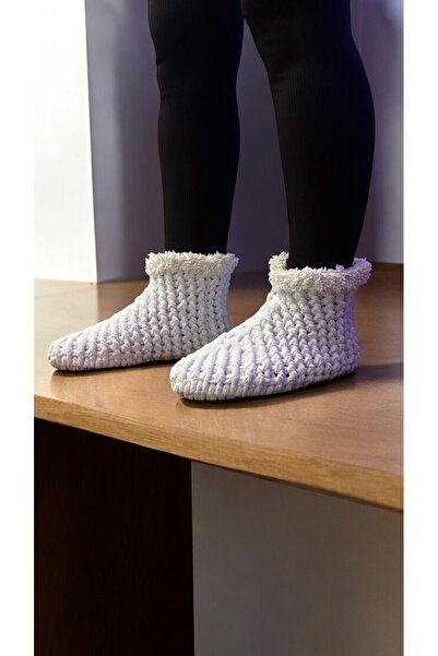 Valore El Örgüsü Kadın Buz Mavisi Ev Pandufu, Ev Botu, Ev Patiği, Yumuşak Taban