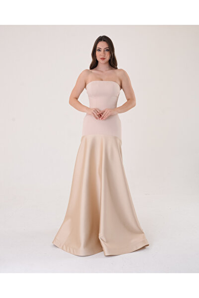 APPELLO BEJ DIANA MODEL ABİYE  ELBİSE