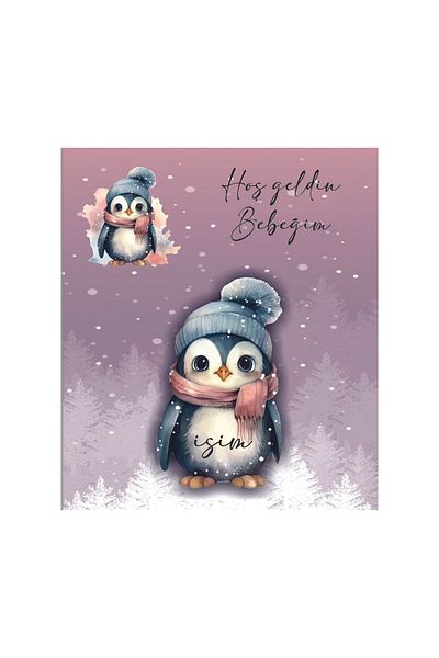 Ege ajans Wooden Penguin Baby Magnet with 10 Cards and Gelatin