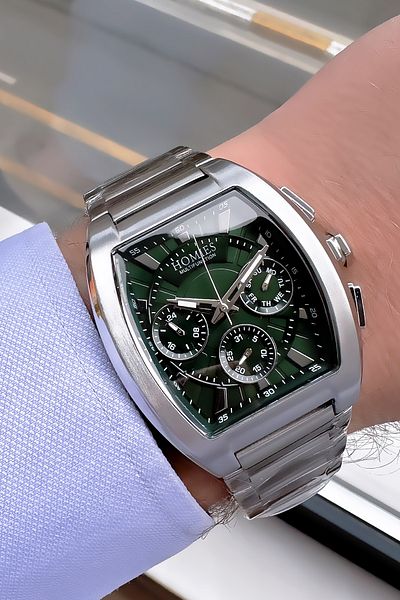 Homies Full Function Square Men Wristwatch 3 Atm Waterproof Silver Color Steel Band+Bracelet Ghme2017C3