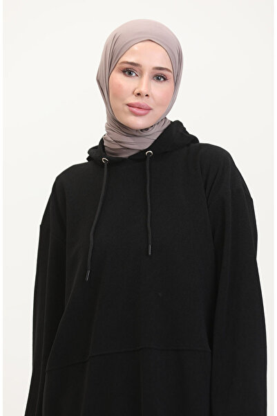 sefamerve Astana Fabric Hooded Tunic Pants Set of Two 0553-05 Black