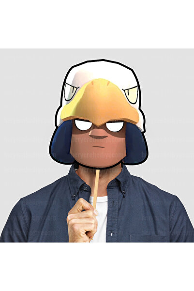 heryerehediye Brawl Stars Bo Çubuklu Karton Yüz Maskesi , Kalın Kuşe Baskı