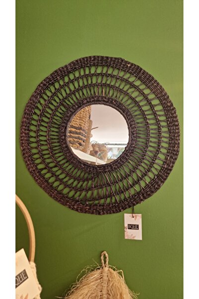 Bohe Collection Deniz Sazı Hasır Siyah Ayna - 50 cm - 1 Adet