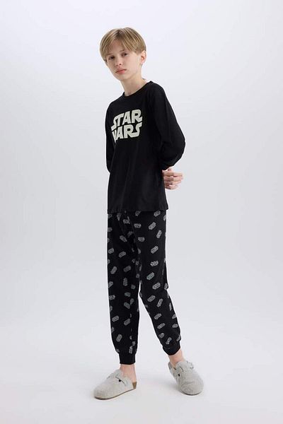 DeFacto New Season Men's Kids Star Wars Pajama Set Crew Neck Long Sleeve Top Long Bottom