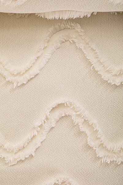 Home Collection Ecru 3 Piece Double Tasseled Pique Set