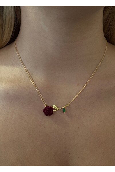 KİLİGİSTANBUL KADİFE GÜL KOLYE