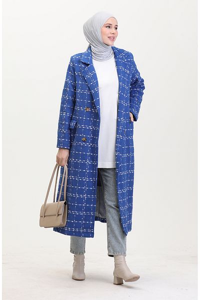 sefamerve 71209-06 Model Płaszcz Saxe Tweed