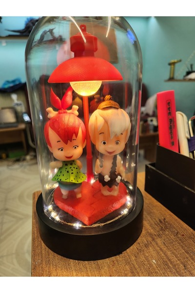 hayatvesanat Çakıl Bambam Taş Devri gece lambası  21 cm led+sokak lambası ayd...
