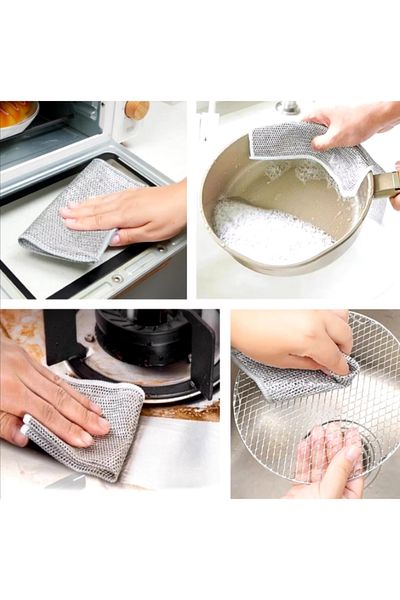 BORA HOME 2Pcs Practical Multi-Purpose Stainless Wire Dish Cloth Dirt