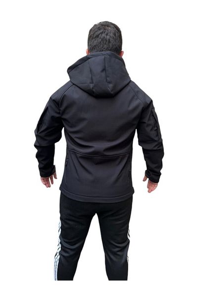 AskerVadisi Wind and Rain Proof Shoftshel Tactical Coat Black Color Multi Pocket