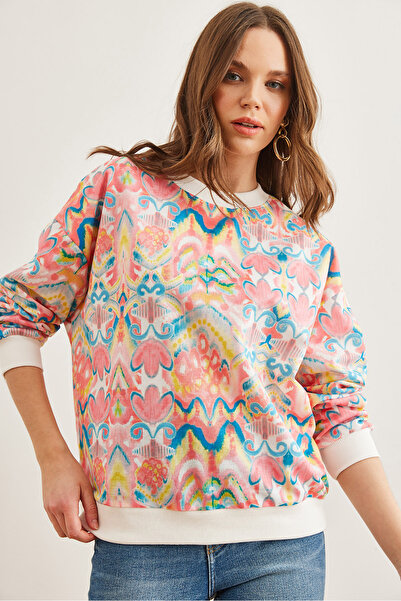 Olalook Ebru Pink Women's Sweatshirt - Soft and Loose, Swt- 19000457