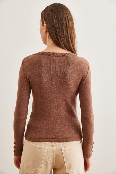 Olalook Chocolate Lycra Women's Camisole Blouse - Shoulder and Sleeve Buttons, Blz- 19002006