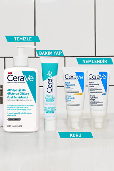 CeraVe Akneye Eğilimli Cilitler İçin Cilt Bakım Seti: Yüz Temizleme ve Bakım Jeli