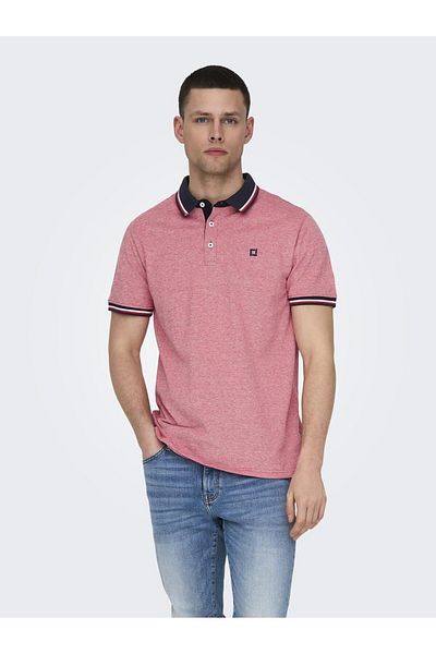 Only & Sons Onsfletcher Life Slim SS Polo Noos 22024827   Rennrot