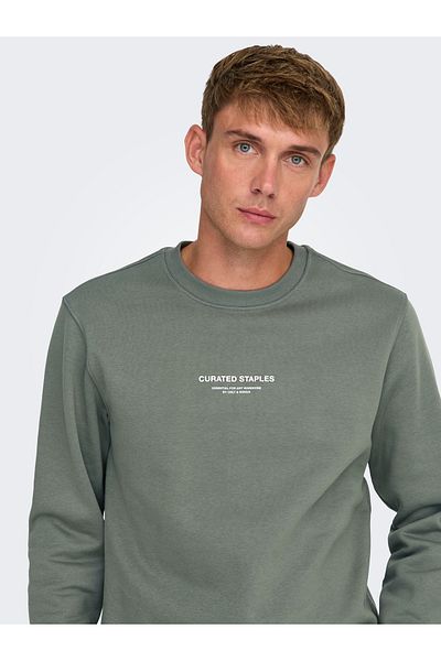 Only & Sons Onscurated Reg Crew Neck Sweatshirt - Castor Gray, Noos (18- 22030923 )