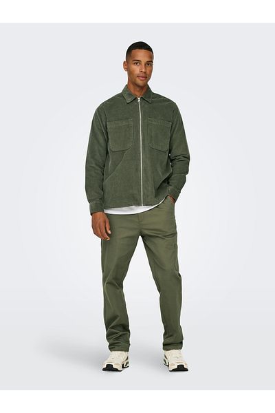 Only & Sons Onsalp 14W Rlx 2Pkt Washd Cord Zip Noos 22029769 Castor Gray
