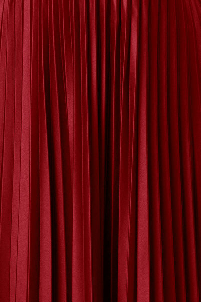 Trendyol Collection Vínová plisovaná maxi strečová pletená sukně Twoss24Et00041