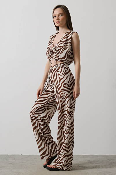 Trendyol Collection Multicolor Pattern Wide Leg/Wide Leg Pants Twoss25Pl00035