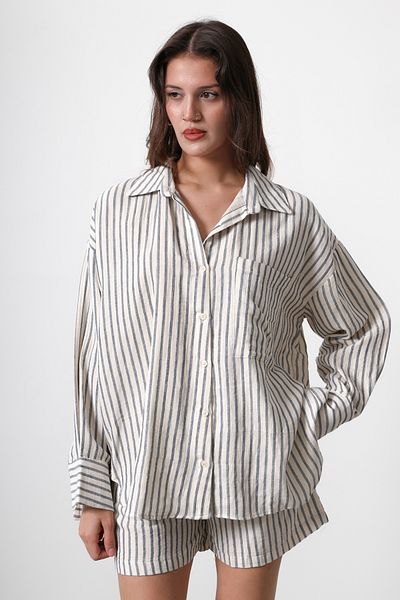 Trendyol Collection Koszula w kolorze beżowym oversize z kieszeniami i krótkim rękawem Twoss25Go00061