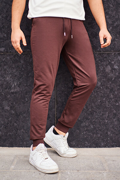 Trendyol Collection Κανονική εφαρμογή καφέ Jogger Sweatpants - Ελαστικό πόδι TMNSS20EA0053