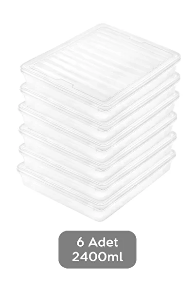 Meleni Home Microwave-Compatible Storage Container with 6 Clear Lids - Organizer Food Supply Container 6X2400Ml