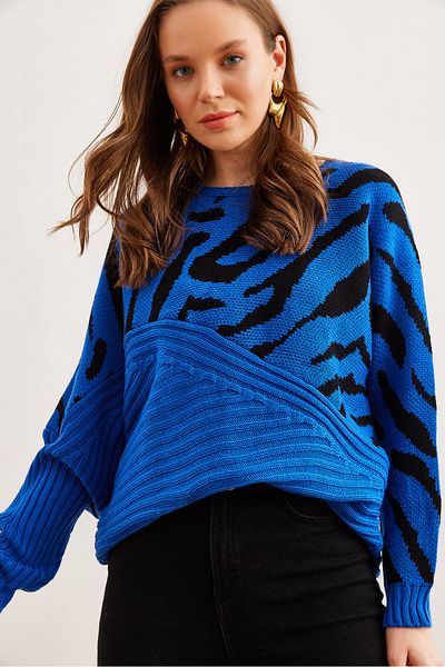 Olalook Saks Blue Zebra Knitwear Sweater - Kzk- 19000819