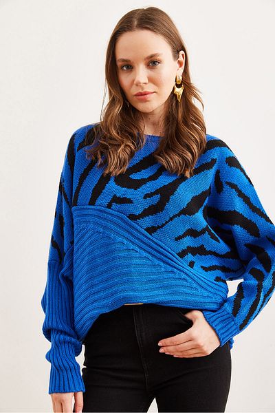 Olalook Saks Blue Zebra Knitwear Sweater - Kzk- 19000819