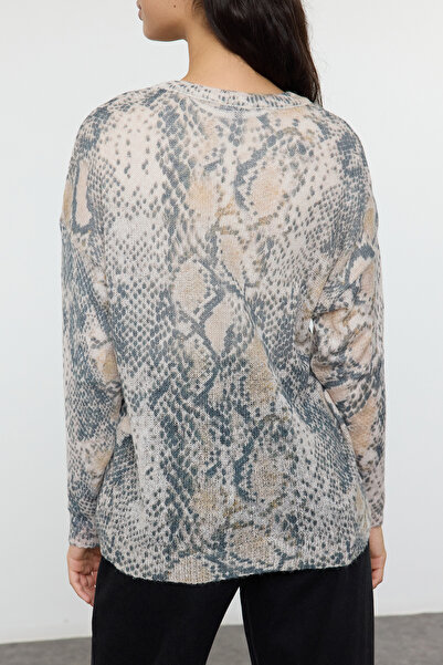 Edit by Trendyol Pulover din tricot fin din lână - Animal Print, TEDAW25AK00017