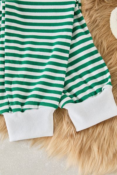Trendyol Collection Піжама в зелену смужку з манжетами та деталями для трубок THMAW24PT00141